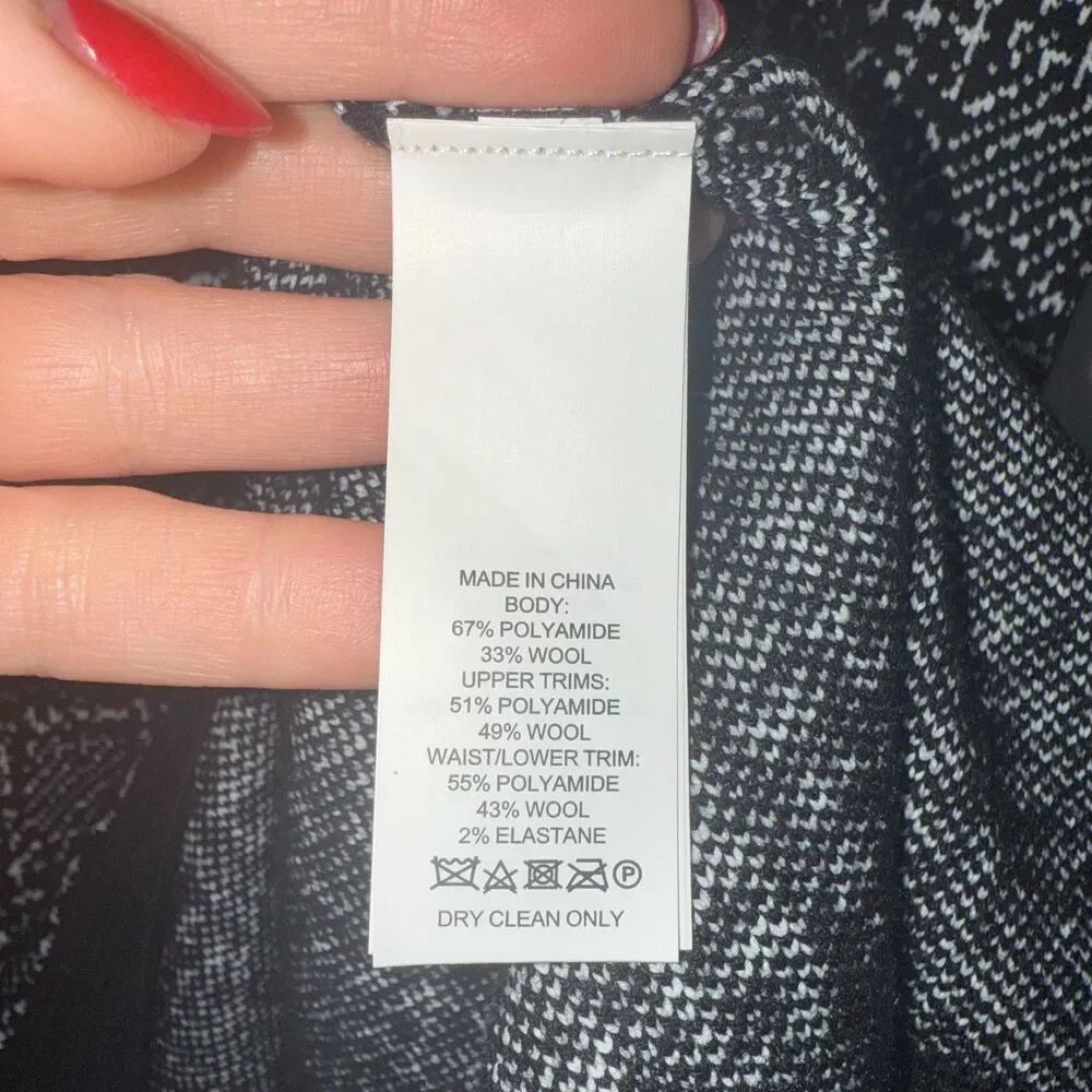 Kate Spade New York Houndstooth Mod Sweater Dress - Black/White S